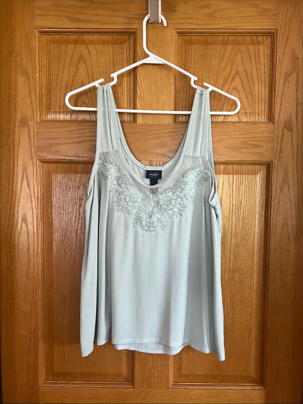 Daytrip Pale Mint Embroidered Scoop Neck Camisole